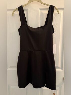 Reformation Daria Black Square-Neck Mini Dress